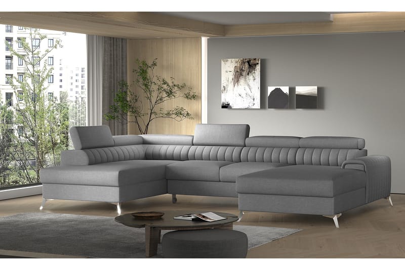 Kamran Sovesofa m. Chaiselonger med Opbevaring - Grå - Møbler - Sofaer - Sovesofaer