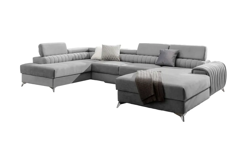 Kamran Sovesofa m. Chaiselonger med Opbevaring - Grå - Møbler - Sofaer - Sovesofaer
