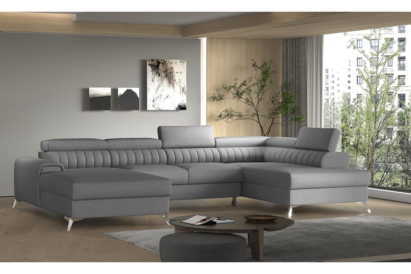 Kamran Sovesofa m. Chaiselonger med Opbevaring - Grå - Møbler - Sofaer - Sovesofaer