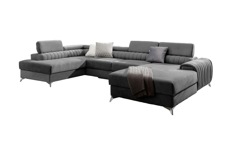 Kamran Sovesofa m. Chaiselonger med Opbevaring - Grå - Møbler - Sofaer - Sovesofaer