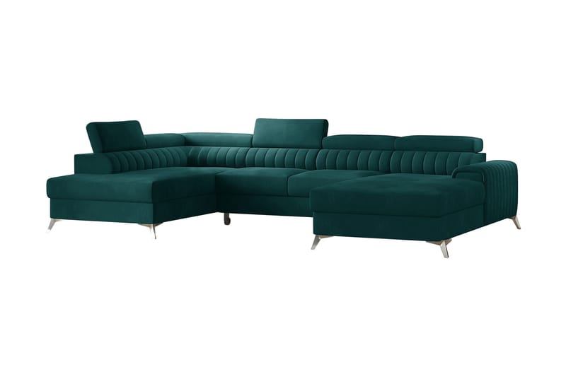 Kamran Sovesofa m. Chaiselonger med Opbevaring, Grøn