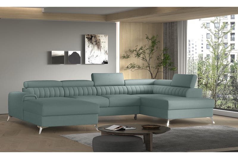 Kamran Sovesofa m. Chaiselonger med Opbevaring - Lysblå - Møbler - Sofaer - Sovesofaer