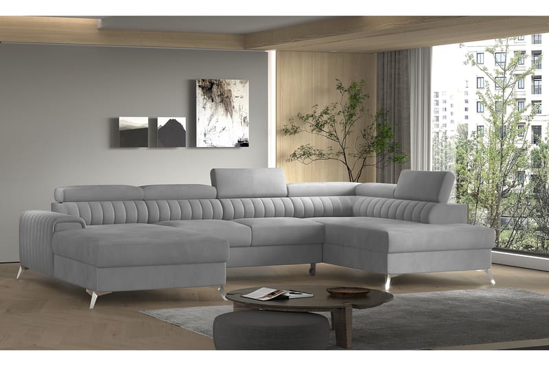 Kamran Sovesofa m. Chaiselonger med Opbevaring - Lysegrå - Møbler - Sofaer - Sovesofaer