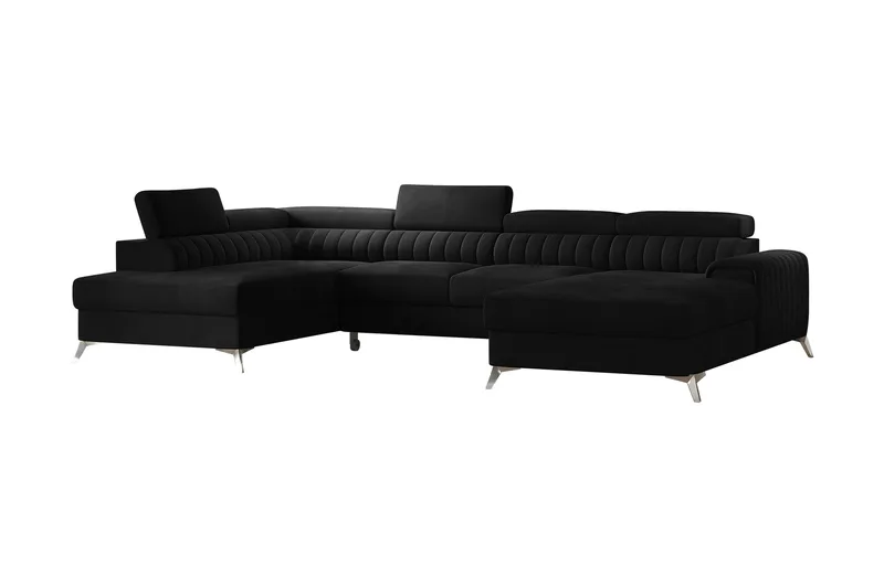 Kamran Sovesofa m. Chaiselonger med Opbevaring - Sort - Møbler - Sofaer - Sovesofaer