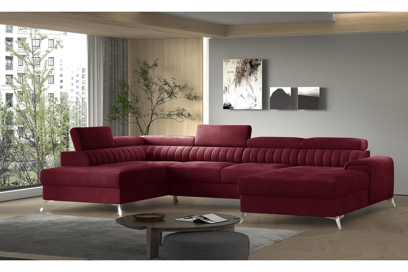 Kamran Sovesofa m. Chaiselonger med Opbevaring - Vinrød - Møbler - Sofaer - Sovesofaer