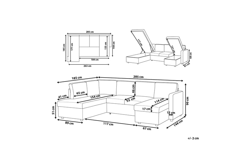 Karrabo sovesofa 285 cm - Grå - Møbler - Sofaer - Sovesofaer