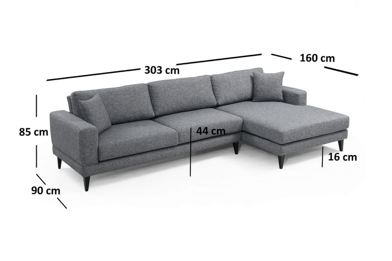 Katilaya Sovesofa med Chaiselong Højre - Grå - Sovesofaer - Sovesofa chaiselong