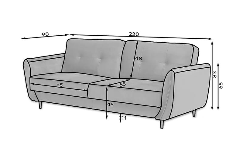 Katsuya Sovesofa 3-Pers. - Mørkebrun - Sovesofaer - 3 personers sovesofa