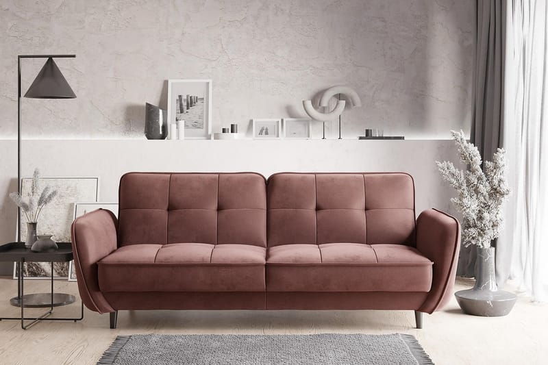 Katsuya Sovesofa 3-Pers. - Lyserød - Sovesofaer - 3 personers sovesofa