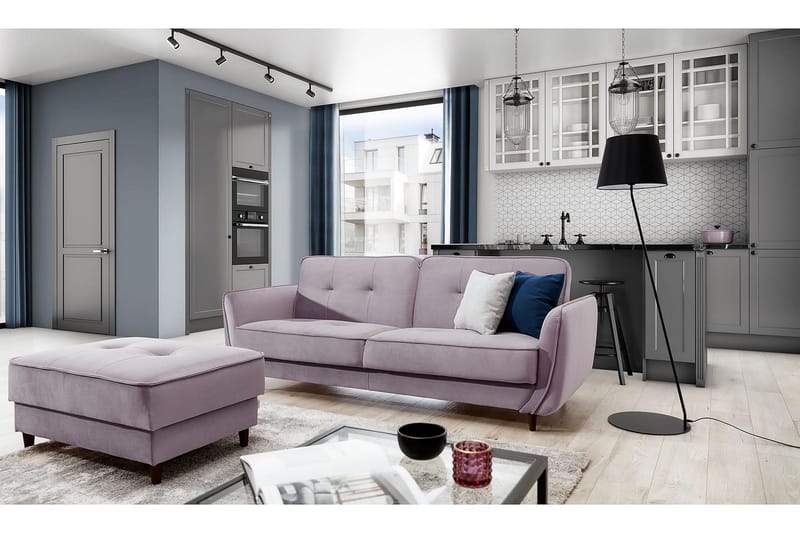 Katsuya Sovesofa 3-Pers. - Lys lyserød - Møbler - Sofaer - Sovesofaer