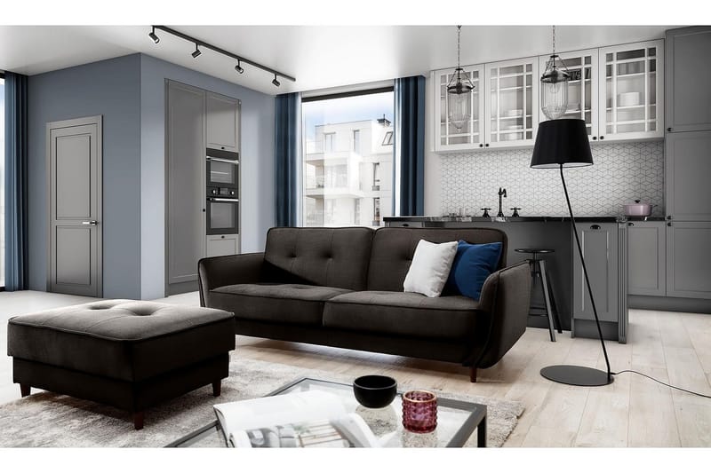 Katsuya Sovesofa 3-Pers., Mørkebrun