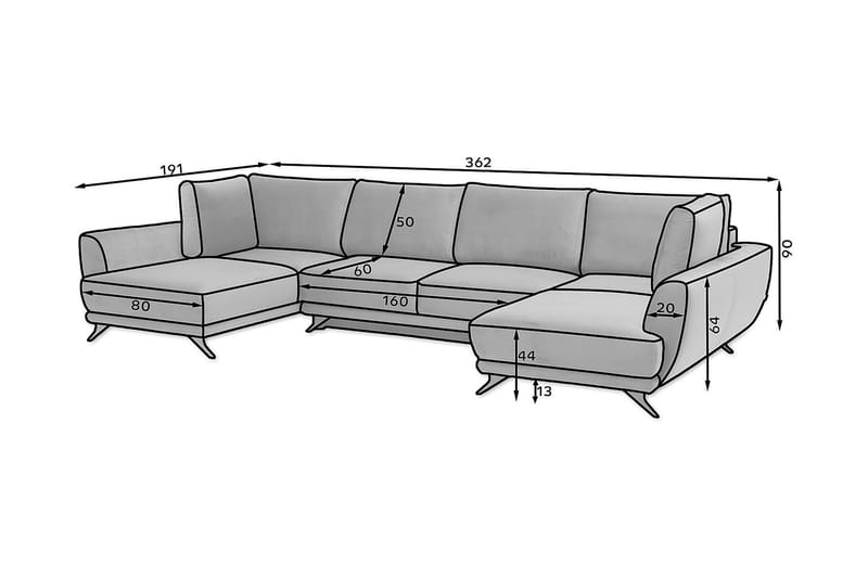 Katun Sovesofa Dobbelt chaiselong - Blå - Sovesofaer