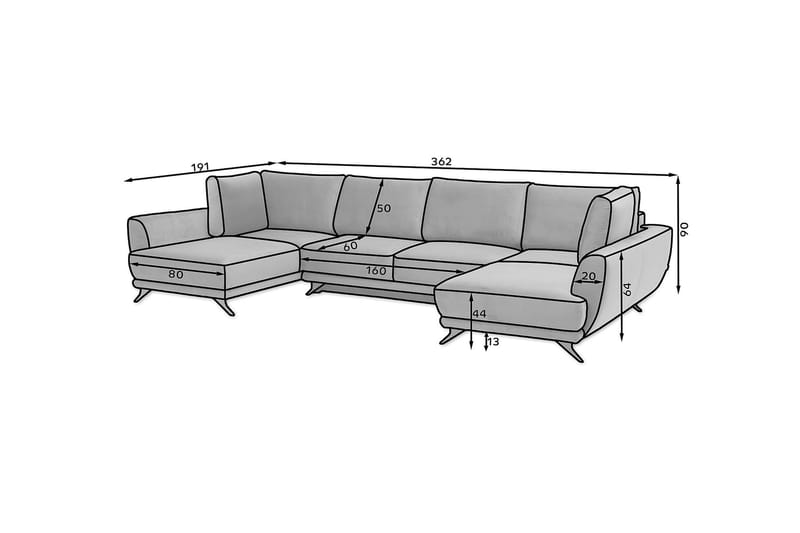 Katun Sovesofa Dobbelt chaiselong - Brun - Møbler - Sofaer - Sovesofaer