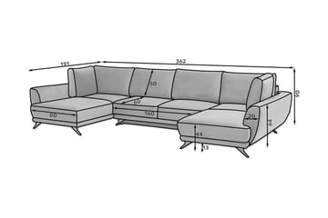 Katun Sovesofa Dobbelt chaiselong - Grå - Møbler - Sofaer - Sovesofaer