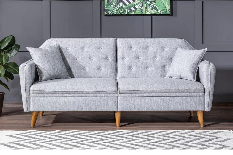 Keena Rektangulær Sovesofa 82x202 cm i Stof - Grå - Møbler - Sofaer - Sovesofaer
