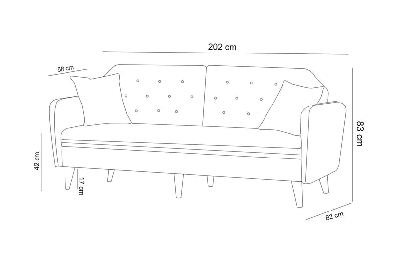 Keena Rektangul ær Sovesofa 82x202 cm i Stof - Grå - Møbler - Sofaer - Sovesofaer