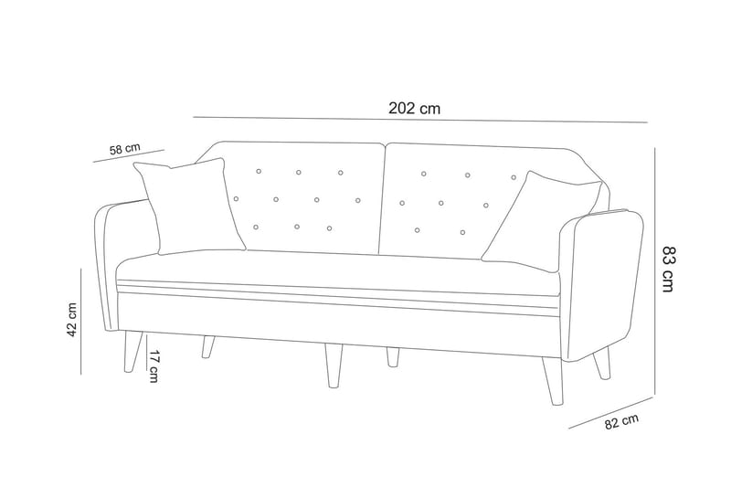Keena sovesofa med 3 pers - Beige - Møbler - Sofaer - Sovesofaer