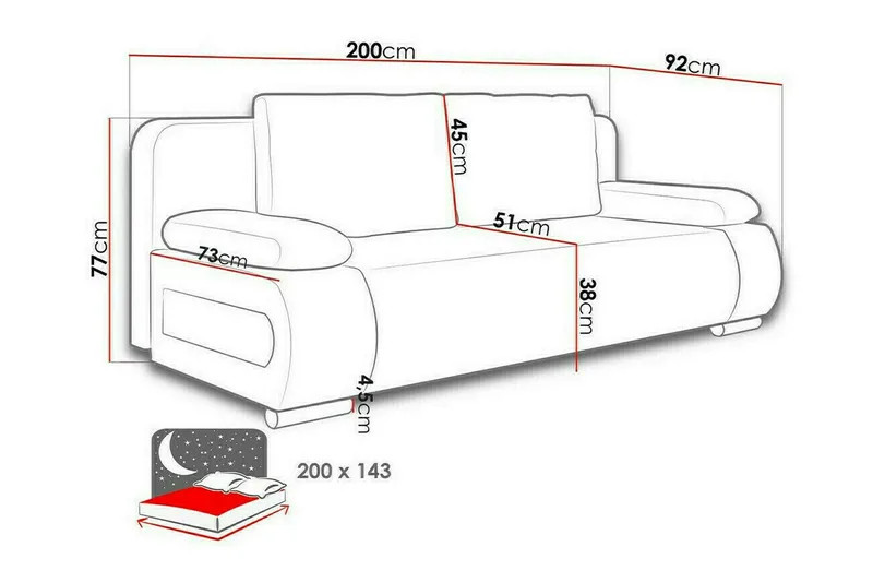 Kintore 2-sits Bäddsoffa NO_BRAND Dark blue - Møbler - Sofaer - Sovesofaer