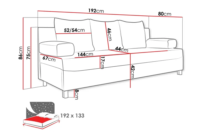 Kintore 2-sits Bäddsoffa NO_BRAND Light grey/Dark grey - Møbler - Sofaer - Sovesofaer