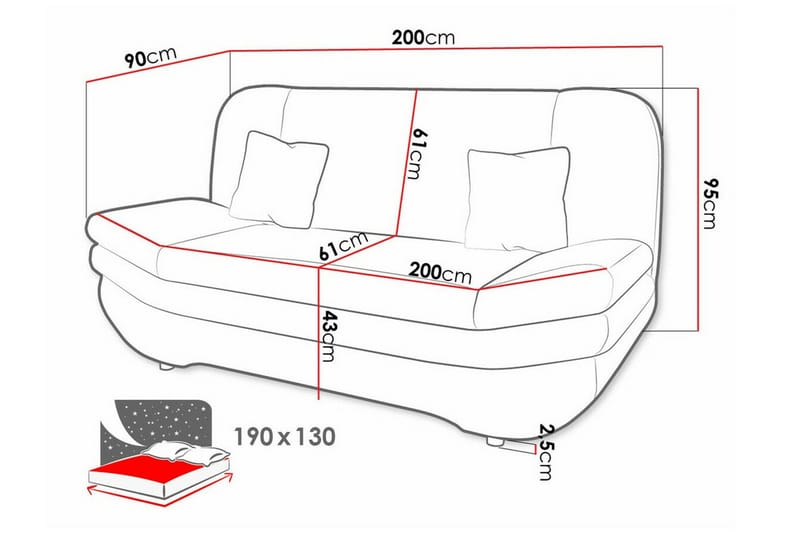 Kintore 2-sits Bäddsoffa NO_BRAND White - Møbler - Sofaer - Sovesofaer