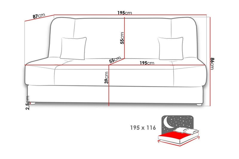 Kintore 2-pers. Sovesofa - Hvid - Sovesofaer - 2 personers sovesofa