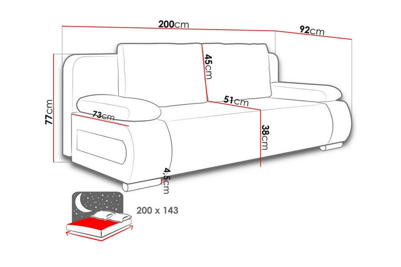 Kintore 2-pers. Sovesofa - Grå - Sovesofaer - 2 personers sovesofa