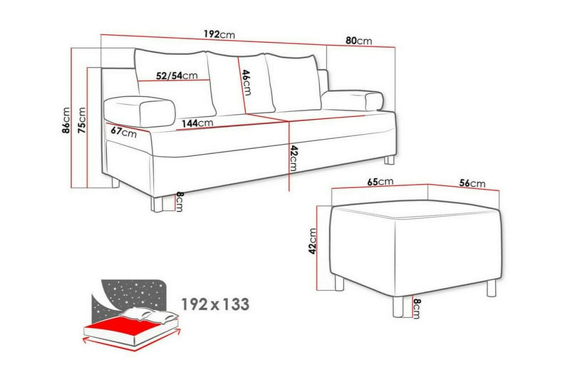 Kintore 2-pers. Sovesofa - Lysegrå - Sovesofaer - 2 personers sovesofa