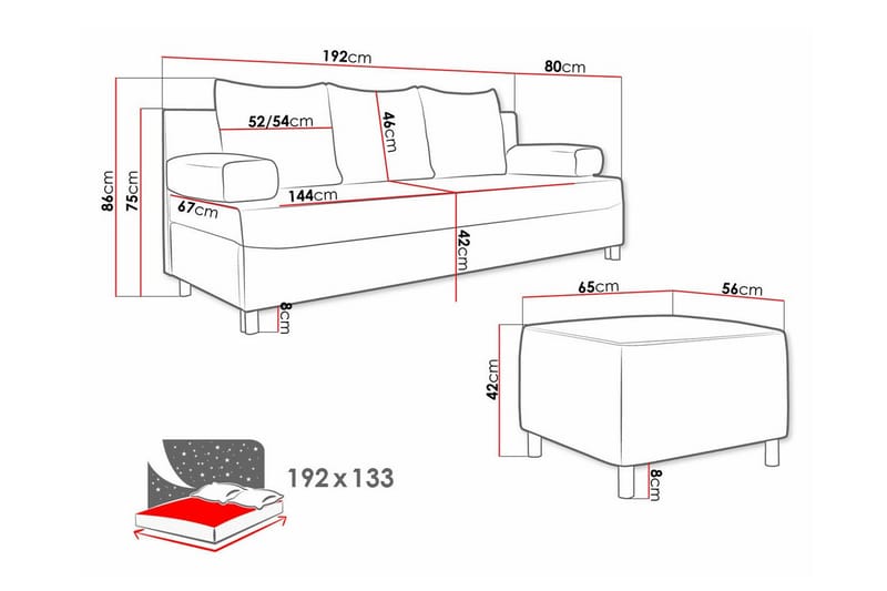 Kintore 2-pers. Sovesofa - Mørkeblå - Sovesofaer - 2 personers sovesofa