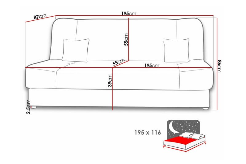 Kintore 2-pers. Sovesofa - Beige - Møbler - Sofaer - Sovesofaer