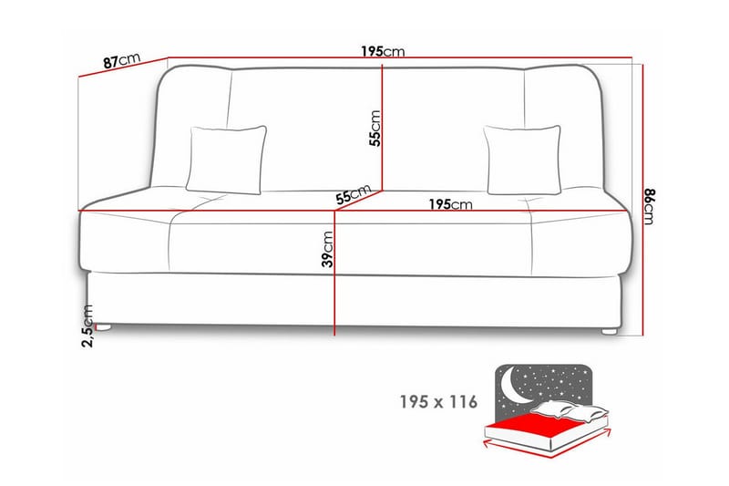 Kintore 2-pers. Sovesofa - Mørkegrå - Sovesofaer - 2 personers sovesofa