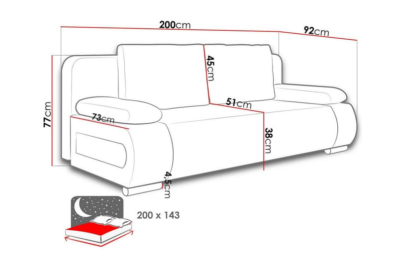 Kintore 2-pers. Sovesofa - Grå/Sort - Sovesofaer - 2 personers sovesofa