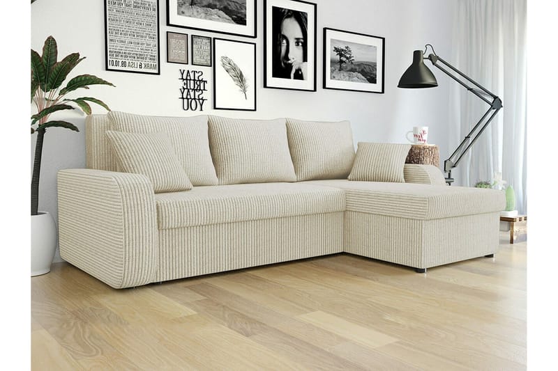 Kintore 3-sits Hörnbäddsoffa Beige/Light beige - Møbler - Sofaer - Sovesofaer