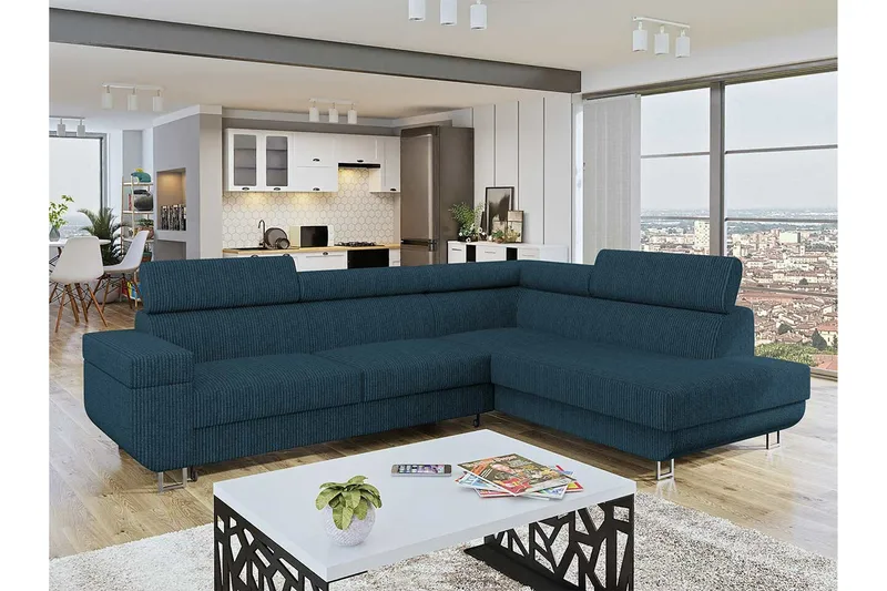 Kintore 3-sits Hörnbäddsoffa Dark blue - Møbler - Sofaer - Sovesofaer