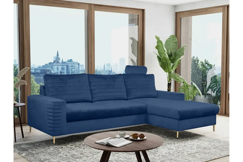 Kintore 3-sits Hörnbäddsoffa Dark blue - Møbler - Sofaer - Sovesofaer
