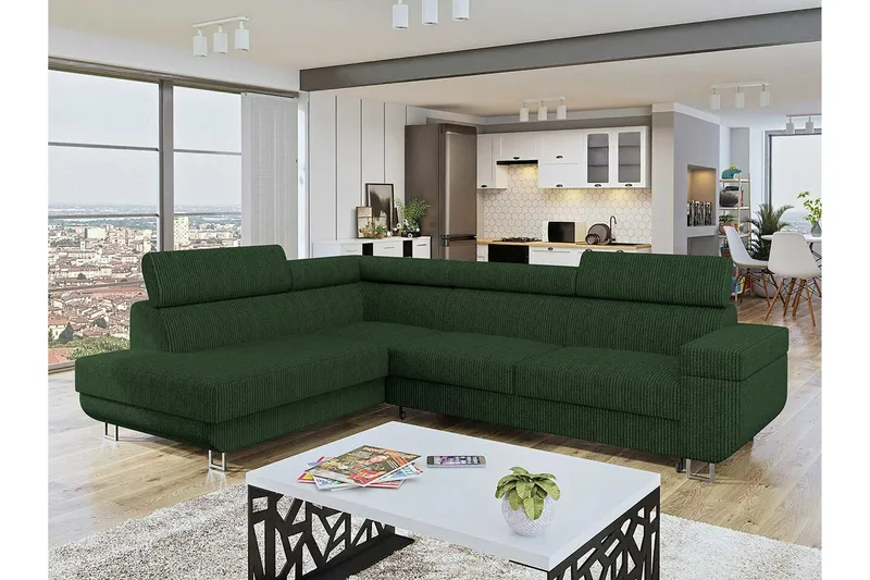 Kintore 3-sits Hörnbäddsoffa Dark green - Møbler - Sofaer - Sovesofaer