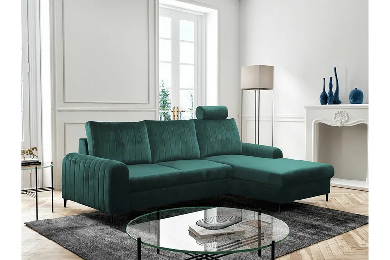 Kintore 3-sits Hörnbäddsoffa Dark green - Møbler - Sofaer - Sovesofaer