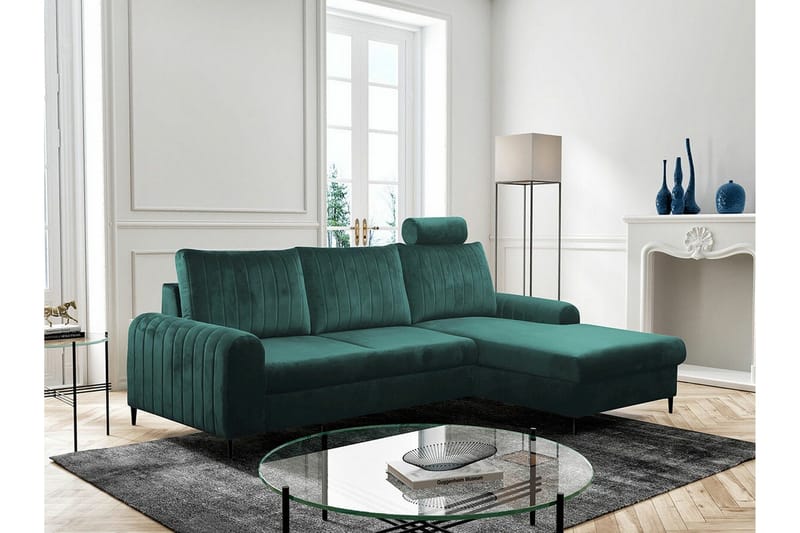 Kintore 3-sits Hörnbäddsoffa Dark green - Møbler - Sofaer - Sovesofaer