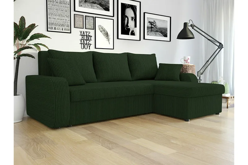 Kintore 3-sits Hörnbäddsoffa Dark green - Møbler - Sofaer - Sovesofaer