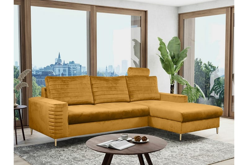 Kintore 3-sits Hörnbäddsoffa Dark yellow - Møbler - Sofaer - Sovesofaer