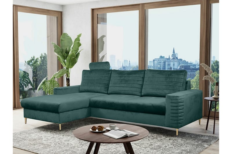 Kintore 3-sits Hörnbäddsoffa Green - Møbler - Sofaer - Sovesofaer