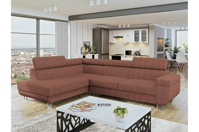 Kintore 3-sits Hörnbäddsoffa Light brown - Møbler - Sofaer - Sovesofaer