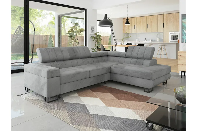 Kintore 3-sits Hörnbäddsoffa Light grey/Dark grey - Møbler - Sofaer - Sovesofaer