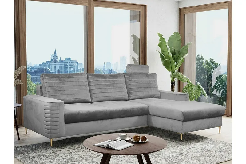 Kintore 3-sits Hörnbäddsoffa Light grey/Dark grey - Møbler - Sofaer - Sovesofaer