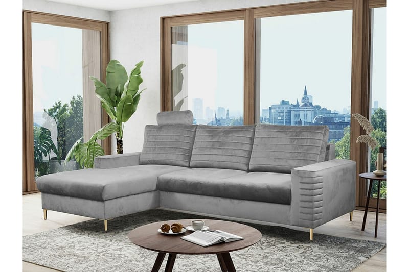 Kintore 3-sits Hörnbäddsoffa Ljusgrå - Møbler - Sofaer - Sovesofaer