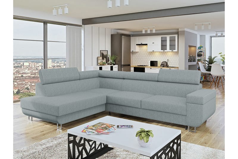 Kintore 3-sits Hörnbäddsoffa Ljusgrå - Møbler - Sofaer - Sovesofaer