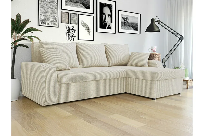 Kintore 3-sits Hörnbäddsoffa NO_BRAND Beige/Light beige - Møbler - Sofaer - Sovesofaer