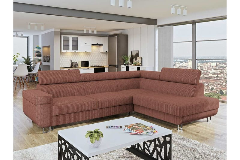 Kintore 3-sits Hörnbäddsoffa NO_BRAND Brown - Møbler - Sofaer - Sovesofaer