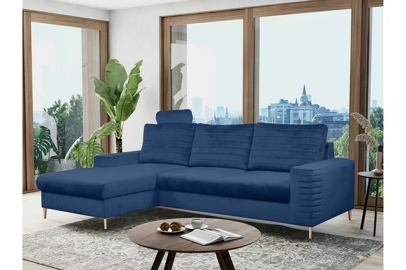 Kintore 3-sits Hörnbäddsoffa NO_BRAND Dark blue - Møbler - Sofaer - Sovesofaer