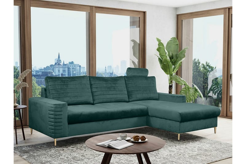 Kintore 3-sits Hörnbäddsoffa NO_BRAND Dark green - Møbler - Sofaer - Sovesofaer