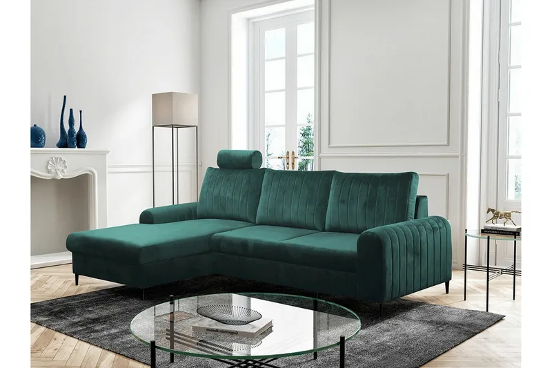 Kintore 3-sits Hörnbäddsoffa NO_BRAND Dark green - Møbler - Sofaer - Sovesofaer